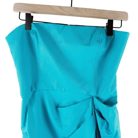 Amanda Uprichard Mohan Faux Leather Mini Dress in Marina Small New - Picture 7 of 9